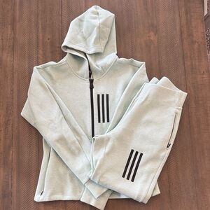 adidas Light Green Zip-Up Sweater Set